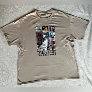 Taylor Swift Eras tour official. Rare beige/tan with colored photo collage. 2XL